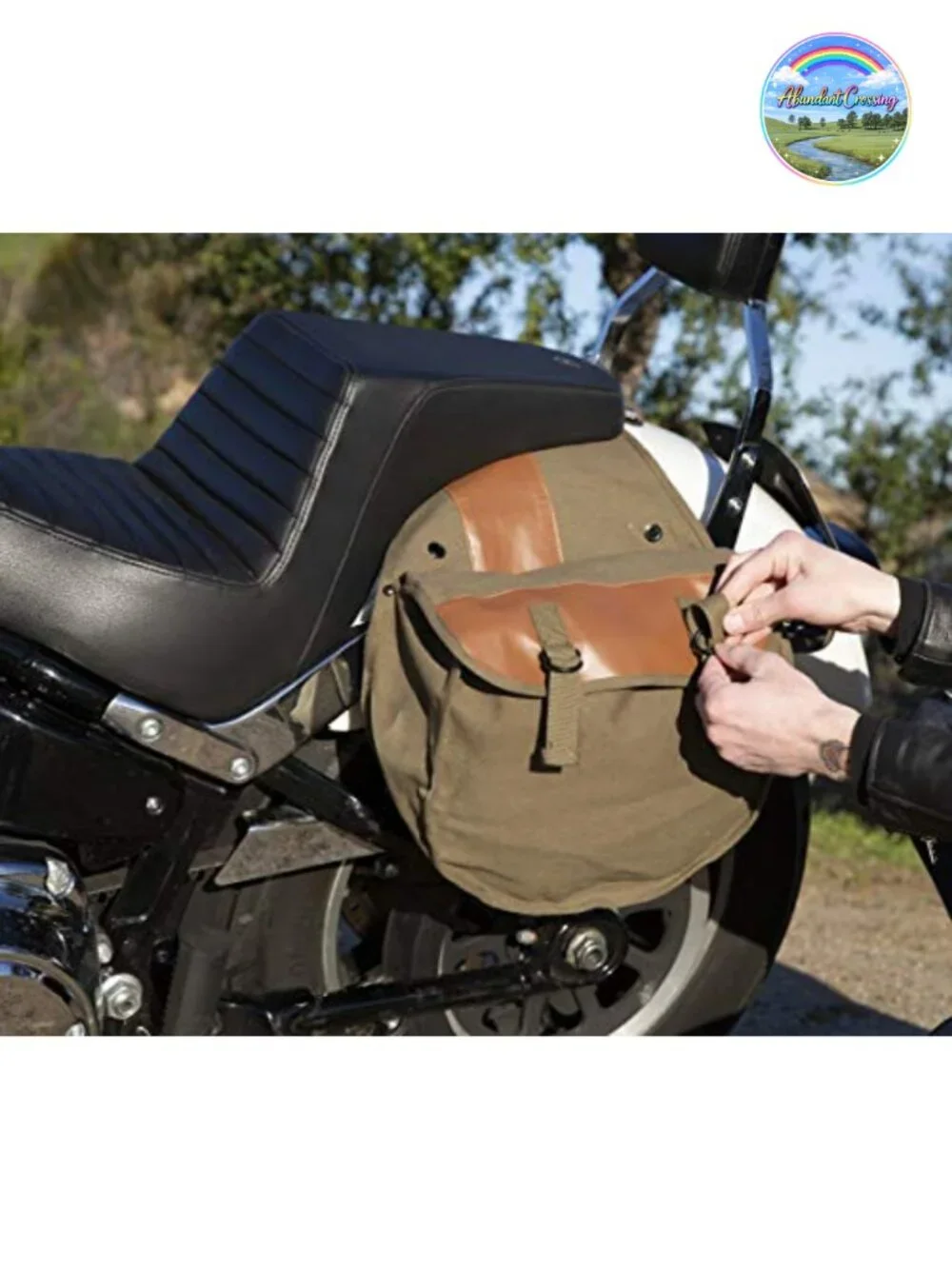 Heavy-Duty Saddle Bag for Motorcycle - Cotton Canvas Pannier
